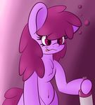 anthro anthrofied berry_punch_(mlp) beverage big_ears bottle bubble chest_tuft color-spark drooling drunk equine female feral friendship_is_magic fur gradient_background hair horse long_hair mammal my_little_pony navel penis pony purple_eyes purple_hair saliva smile solo tongue tongue_out tuft wine 