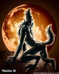  anthro balls canine howl male mammal moon nude solo wolf wookiee wookiee_(artist) 