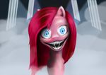  blue_eyes creepy equine fangs female feral friendship_is_magic fur hair hi_res horse long_hair looking_at_viewer mammal my_little_pony nightmare_fuel open_mouth pink_fur pink_hair pinkamena_(mlp) pinkie_pie_(mlp) pony sharp_teeth shorti1996 slit_eyes smile solo soul_devouring_eyes straight_hair teeth 