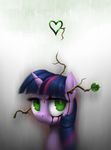  blood equine female feral friendship_is_magic fur green_eyes hair horn horse long_hair mammal multi-colored_hair my_little_pony plain_background pony purple_fur purple_hair solo stick sy-vs twilight_sparkle_(mlp) unicorn wounded 