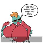  anthro avian big_breasts breasts claws driflewd english_text female hawlucha huge_breasts nintendo no_nipples plain_background pok&#233;mon pok&#233;morph pok&eacute;mon text video_games white_background 