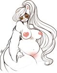  belly big_belly big_breasts blush breasts brown_nose eyewear female giant_panda glasses hair mammal mostly_nude navel nipples pink_areola pink_nipples ponytail simple_background sketch slightly_chubby smile solo tehbuttercookie thick_thighs ursid wide_hips 