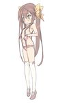  blade_(galaxist) blush breasts brown_hair fingerless_gloves gloves green_eyes hair_ribbon huang_lingyin infinite_stratos kneehighs long_hair open_mouth pink_gloves ribbon short_shorts shorts small_breasts solo suspenders topless twintails white_legwear 