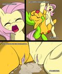  3mangos blush comic cutie_mark duo english_text equine eyes_closed female feral fluttershy_(mlp) friendship_is_magic hair horse lesbian mammal mango_(character) monochrome my_little_pony open_mouth original_character pegasus pony pussy pussy_juice sweat text tongue wings 