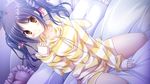  3-nin_iru! bed black_hair blush game_cg nakase_nagisa pajamas riffraff suzui_narumi twintails 