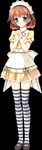  1girl brown_hair game_cg green_eyes highres inui_yuki kimishima_ao long_image maid otome_ga_tsumugu_koi_no_canvas short_hair solo striped striped_legwear striped_thighhighs tall_image thighhighs 