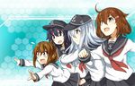  akatsuki_(kancolle) hat hibiki_(kancolle) ikazuchi_(kancolle) inazuma_(kancolle) kantai_collection seifuku shiraha_(orega-gandamud) skirt thighhighs 