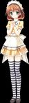  1girl brown_hair game_cg green_eyes highres inui_yuki kimishima_ao long_image maid otome_ga_tsumugu_koi_no_canvas short_hair solo striped striped_legwear striped_thighhighs tall_image thighhighs 