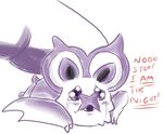  bat blush english_text fangs mammal monochrome nintendo noibat pok&#233;mon pok&eacute;mon tears text unknown_artist video_games 