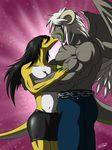  anthro belt bicep biceps big_muscles breasts chain clothing dragon erotic feathers female flower fur gay hair horn jeans kissing leather long_hair making_out male muscles nipples pants pecs pose romantic standing straight symbolhero topless vein wind wings wolf_urameshi wolfurameshi 