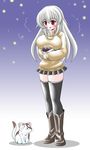  animal boots dog happy imai_kazunari microskirt rozen_maiden skirt snow suigintou sweater thighhighs winter 