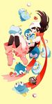  bare_shoulders beanie black_hair boots bow gen_4_pokemon gum_(gmng) hair_ornament hairclip hat highres hikari_(pokemon) one_eye_closed pink_footwear piplup pokemon pokemon_(creature) red_scarf scarf scarf_bow socks starly 
