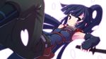  akatsuki_(log_horizon) cherry_blossoms log_horizon long_hair petals ponytail purple_eyes purple_hair solo sword weapon yoshi_(crossmind) 