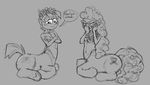  centaur cub cutie_mark duo equine eyewear female flat_chested friendship_is_magic glasses horse human male mammal monochrome my_little_pony nipples pony sketch smudge_proof snails_(mlp) taur topless twist_(mlp) young 