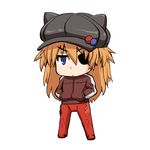  blue_eyes chibi evangelion:_3.0_you_can_(not)_redo eyepatch hands_in_pockets haniwa_(leaf_garden) hat looking_at_viewer lowres neon_genesis_evangelion orange_hair rebuild_of_evangelion shikinami_asuka_langley solo souryuu_asuka_langley 