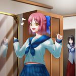  00s akimichi artist_request cosplay costume_switch kohaku long_hair maid school_uniform serafuku short_hair source_request toono_akiha tsukihime 