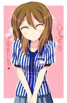  brown_hair closed_eyes extra id_card k-on! k_hiro long_hair smile solo tachibana_himeko uniform 