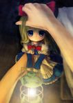  blonde_hair blue_eyes bow capelet hair_bow highres long_hair niwatori_takeshi pov shanghai_doll solo_focus touhou 