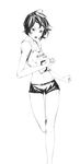  copyright_request greyscale gym_uniform hands monochrome navel running shorts solo sousou_(sousouworks) track_and_field 