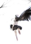  black_hair circlek geta hat shameimaru_aya short_hair skirt solo tengu-geta tokin_hat touhou wings 