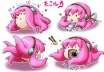  blush blush_stickers chopsticks heart kupaa looking_back megurine_luka no_humans open_mouth shirogane_(cufsser) takoluka teeth vocaloid 