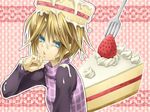 bad_id bad_pixiv_id blonde_hair blue_eyes cake cream food fork fruit sexually_suggestive solo strawberry ueno_tsuki urotsuki yume_2kki 