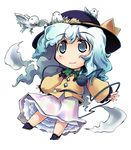  bird bird_nest blue_eyes chibi duplicate hat komeiji_koishi nanaroku_(fortress76) petticoat silver_hair skirt solo touhou 