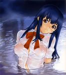  blue_hair brown_eyes hakua_ugetsu highres long_hair parhelia scan see-through solo water wet 