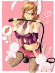  :p animal_ears bad_id bad_pixiv_id blush breasts brown_hair bunny bunny_ears bunny_tail carrot fantasy_earth_zero fishnet_legwear fishnets glasses heart kneeling large_breasts long_hair midriff navel necktie nose_bubble one_eye_closed red_eyes skirt sleeping smile solo spoken_food squatting star tail thighhighs thinking tongue tongue_out visualcat whip zettai_ryouiki 