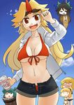  :&lt; :d =_= bikini bikini_top black_hair blonde_hair bound breast_envy breasts breasts_apart bucket denim denim_shorts drink fang front-tie_top green_hair hair_bobbles hair_ornament hanging horn hoshiguma_yuugi kisume komeiji_satori kurodani_yamame large_breasts long_hair mizuhashi_parsee multiple_girls navel nobori_ranzu open_clothes open_fly open_mouth red_eyes reiuji_utsuho short_hair short_shorts shorts sleeping smile sunglasses swimsuit third_eye tied_up touhou underboob unzipped |_| 