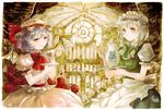  bad_id bad_pixiv_id bat_wings braid cup flower hat izayoi_sakuya keiko_(mitakarawa) maid multiple_girls red_eyes red_flower red_rose remilia_scarlet rose short_hair silver_hair teacup teapot touhou twin_braids wings 