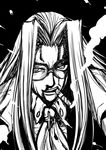  androgynous blood cigar glasses greyscale hellsing integra_hellsing long_hair monochrome reverse_trap sakaki_imasato sketch smoking solo 