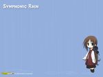  blush braid brown_eyes brown_hair chibi copyright_name dress full_body long_hair long_sleeves red_dress shiro_(octet) single_braid solo standing symphonic_rain tortinita_fine very_long_hair 