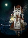  animal_ears bag blue_eyes bunny_ears christmas goggles hat lamp original santa_costume satchel silver_hair solo soutatsu staff 