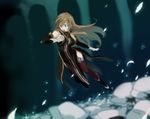  artist_request blue_eyes blurry boots brown_hair depth_of_field dress garden gloves knee_boots long_hair surprised tabard tales_of_(series) tales_of_the_abyss tear_grants thighhighs zettai_ryouiki 