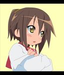  alternate_hairstyle brown_hair kusakabe_misao lister lucky_star ponytail ryouou_school_uniform school_uniform serafuku short_hair solo yellow_eyes 