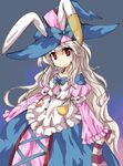  alphes_(style) animal_ears apron bunny_ears frills hat irisu_kyouko irisu_shoukougun! long_hair parody red_eyes sanari_(quarter_iceshop) silver_hair solo style_parody very_long_hair witch_hat 