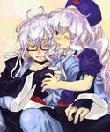  1girl biting ear_biting hetero morichika_rinnosuke ono_mochiko touhou yagokoro_eirin 