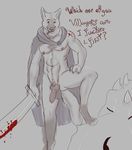  balls blood canine canine_penis cape erection gloebis knot male mammal penis sword weapon wolf 