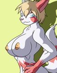  big_breasts blue_eyes breasts female flygon_(artist) nintendo nipples pok&#233;mon pok&eacute;mon solo sya video_games voluptuous zangoose 