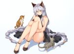  2018 amber_eyes ambiguous_gender animal_humanoid butt cat_humanoid clothed clothing domestic_cat dress felid felid_humanoid feline feline_humanoid felis female feral fur granblue_fantasy grey_fur group hair heles hi_res humanoid long_hair looking_at_viewer mammal orange_fur simple_background sitting smile terry_(artist) underwear white_background white_fur white_hair 