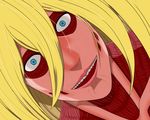  1girl blonde_hair blue_eyes face female_titan monster monster_girl shingeki_no_kyojin smile solo titan_(shingeki_no_kyojin) 