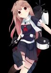  blonde_hair blood hair_ornament hairclip highres kantai_collection kneehighs licking long_hair otonohanayuu red_eyes remodel_(kantai_collection) school_uniform serafuku skirt solo yuudachi_(kantai_collection) 