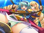  2girls blonde_hair blue_eyes bunshuu enshou game_cg katagiri_hinata koihime_musou multiple_girls saeki_hokuto thighhighs 