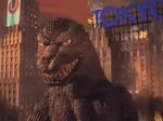  animated animated_gif destruction fabulous fire godzilla godzilla_(series) japan kaijuu lowres no_humans sunglasses tokyo tokyo_(city) what 