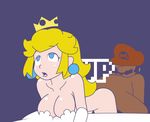  1boy 1girl 1up animated animated_gif bouncing_breasts breasts crown gameplay_mechanics hat jewelry mario mario_(series) minus8 nintendo nude orgasm princess_peach sex super_mario_bros. text 