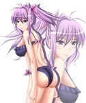  ass bikini duhong highres long_hair original ponytail purple_eyes purple_hair solo swimsuit zoom_layer 
