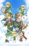  5boys beak blonde_hair blue_eyes brown_hair earrings gloves harp hat instrument jewelry leaf link long_hair lowah makar mask medli monster_girl multiple_boys music ocarina pan_flute playing_instrument pointy_ears ponytail smile the_legend_of_zelda the_legend_of_zelda:_ocarina_of_time the_legend_of_zelda:_oracle_of_ages the_legend_of_zelda:_skyward_sword the_legend_of_zelda:_spirit_tracks the_legend_of_zelda:_the_wind_waker the_legend_of_zelda:_twilight_princess toon_link violin 