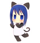  animal_costume animal_ears blue_eyes blue_hair cat_ears cat_tail chibi hanamaru_youchien hiiragi_(hanamaru_youchien) kurono_nekomaru panda_neko simple_background solo tail white_background 