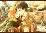  1girl blush cape couple emblem hetero holding_hands letter levi_(shingeki_no_kyojin) military military_uniform ogawa_nenne paradis_military_uniform petra_ral shingeki_no_kyojin survey_corps_(emblem) tears three-dimensional_maneuver_gear uniform 